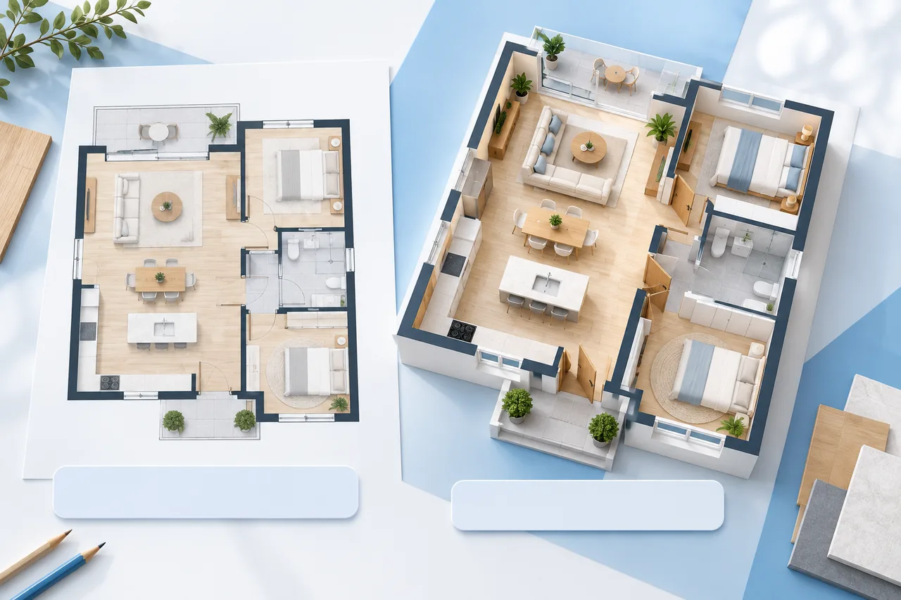 Conceptual architectural presentation illustration for a property brief.